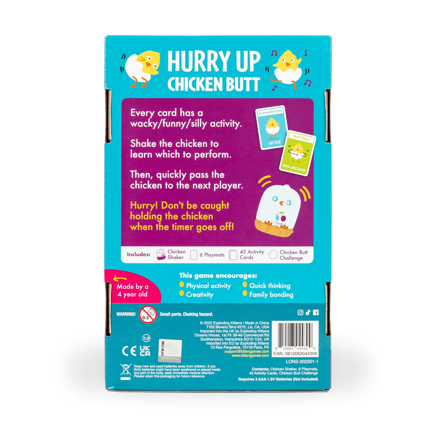 Exploding Kittens Hurry Up Chicken Butt gioco bambini pollo