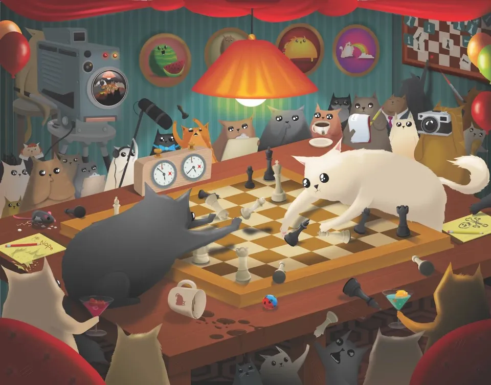 Exploding Kittens Cats Playing Chess puzzle 1000 pezzi gatti