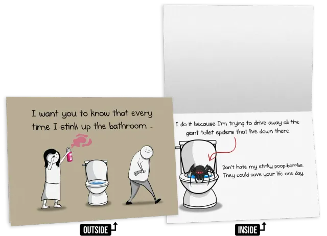 Exploding Kittens Toilet Spider biglietto auguri singolo NSFW