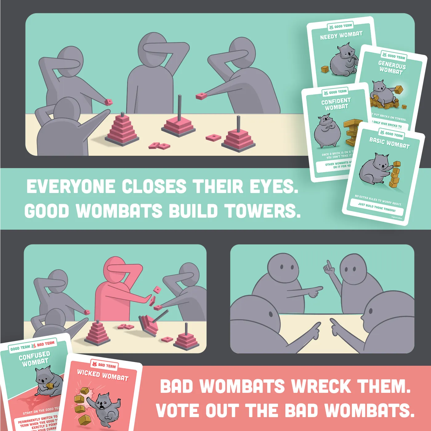 Exploding Kittens Hand-To-Hand Wombat gioco bendati bluff