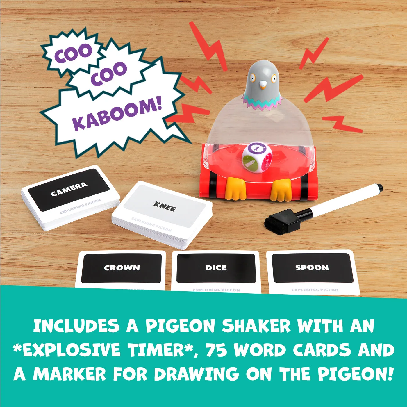 Exploding Kittens Exploding Pigeon gioco party con piccione