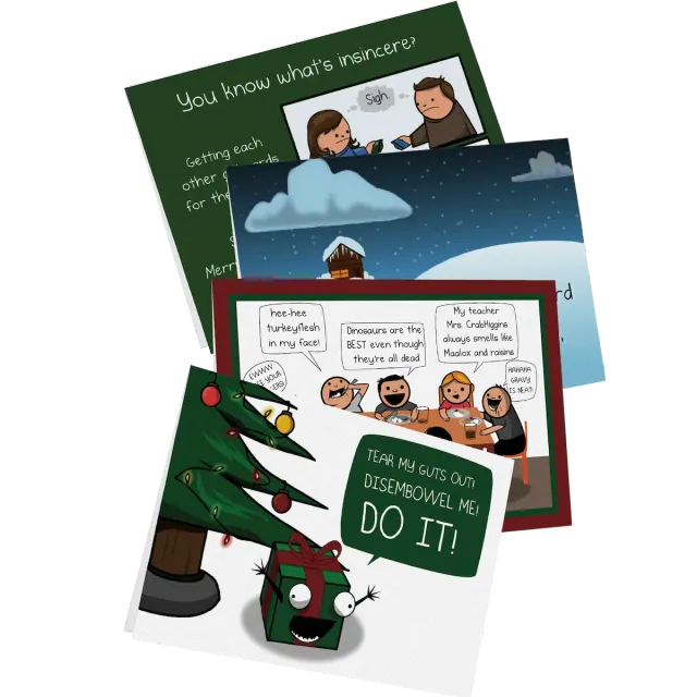 Exploding Kittens Holiday Greeting Cards biglietti auguri 4 pack NSFW