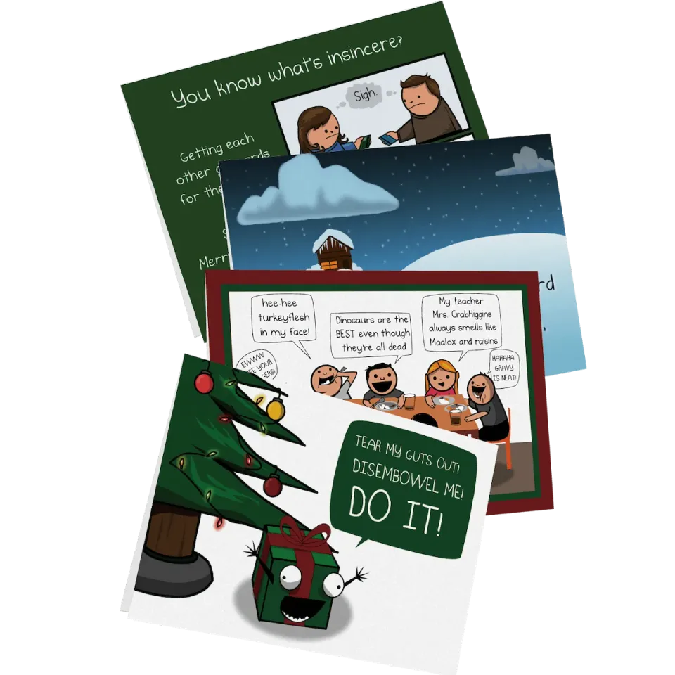 Exploding Kittens Holiday Greeting Cards biglietti auguri 4 pack NSFW