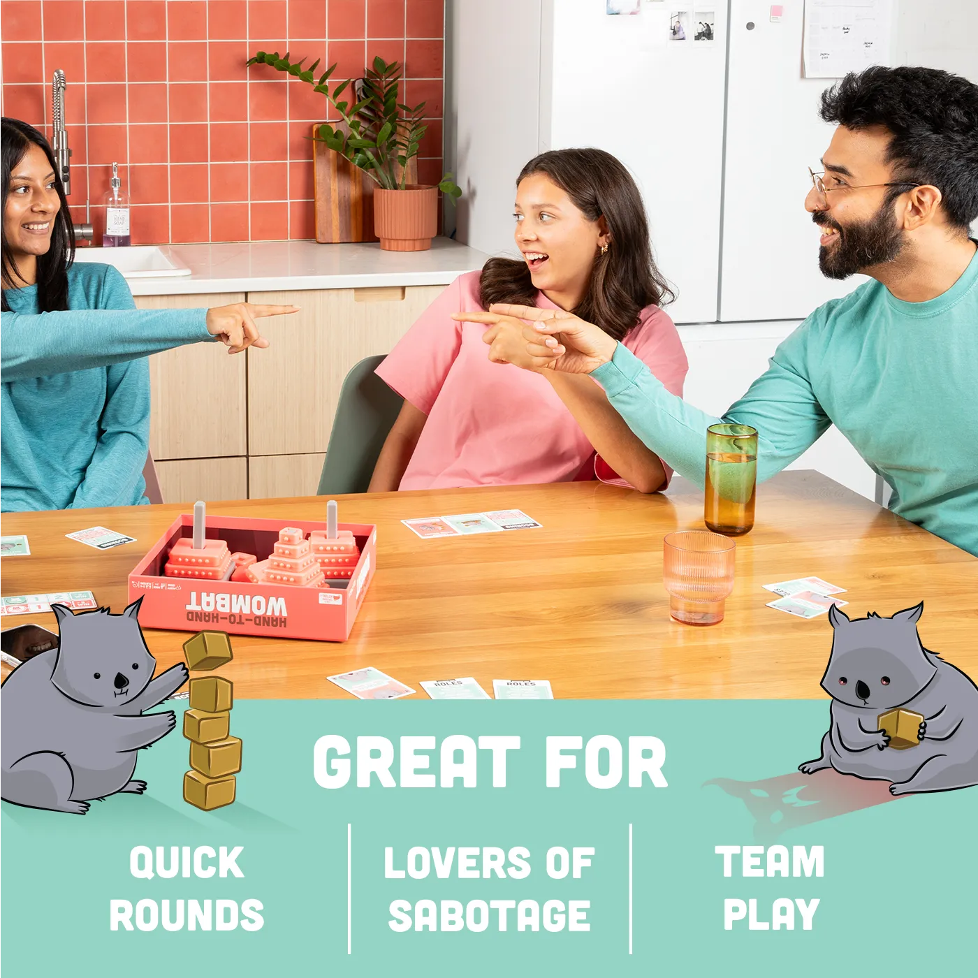 Exploding Kittens Hand-To-Hand Wombat gioco bendati bluff