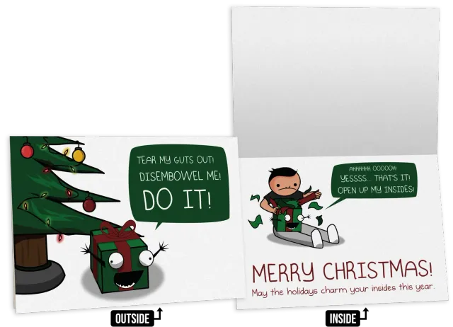 Exploding Kittens Creepy Present biglietto natale singolo dark
