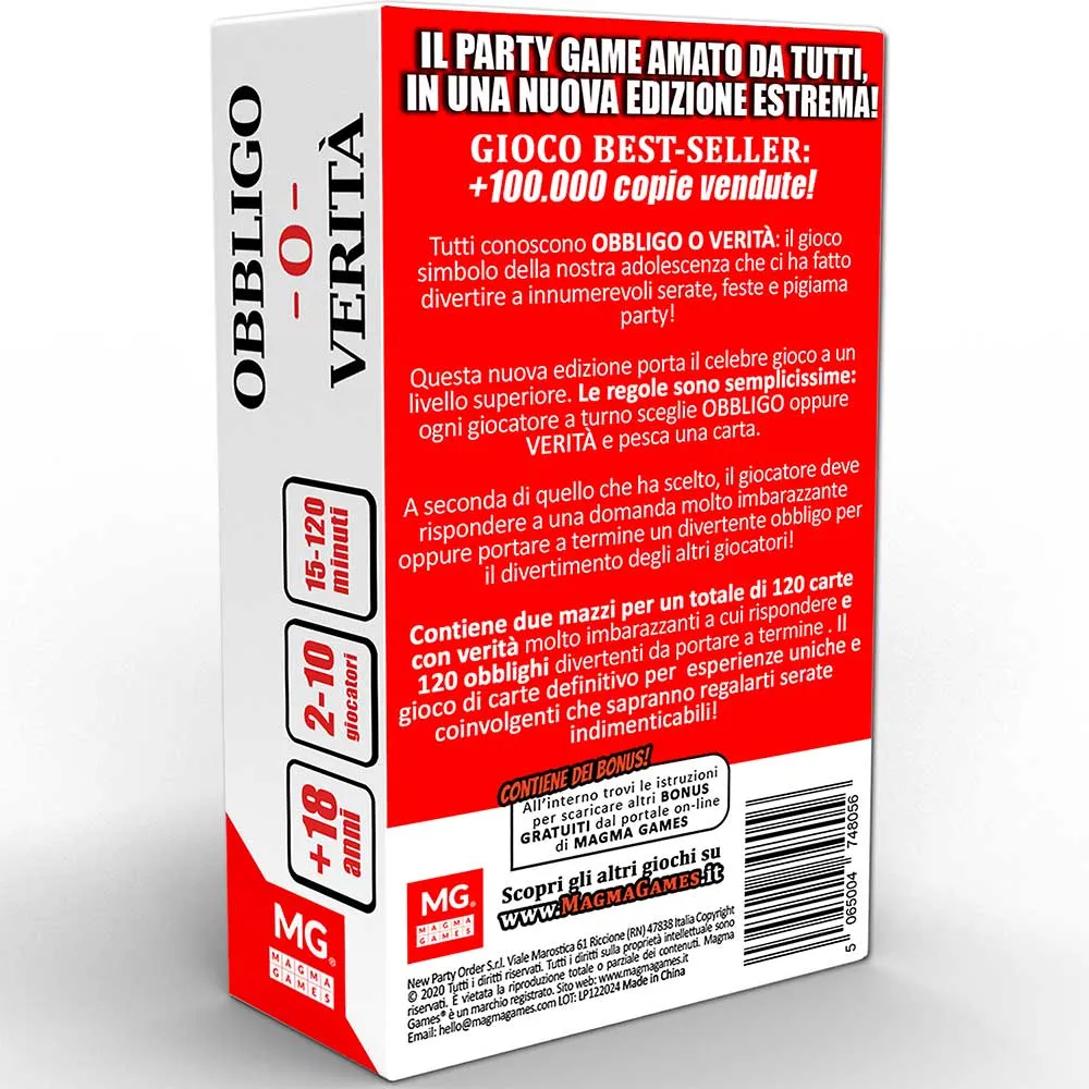 Magma Games Obbligo o Verità carte party 120+120 18+