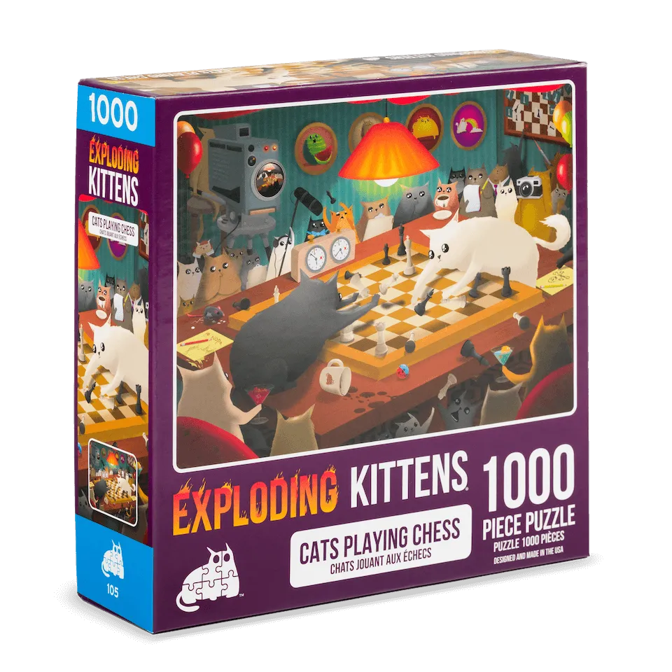 Exploding Kittens Cats Playing Chess puzzle 1000 pezzi gatti
